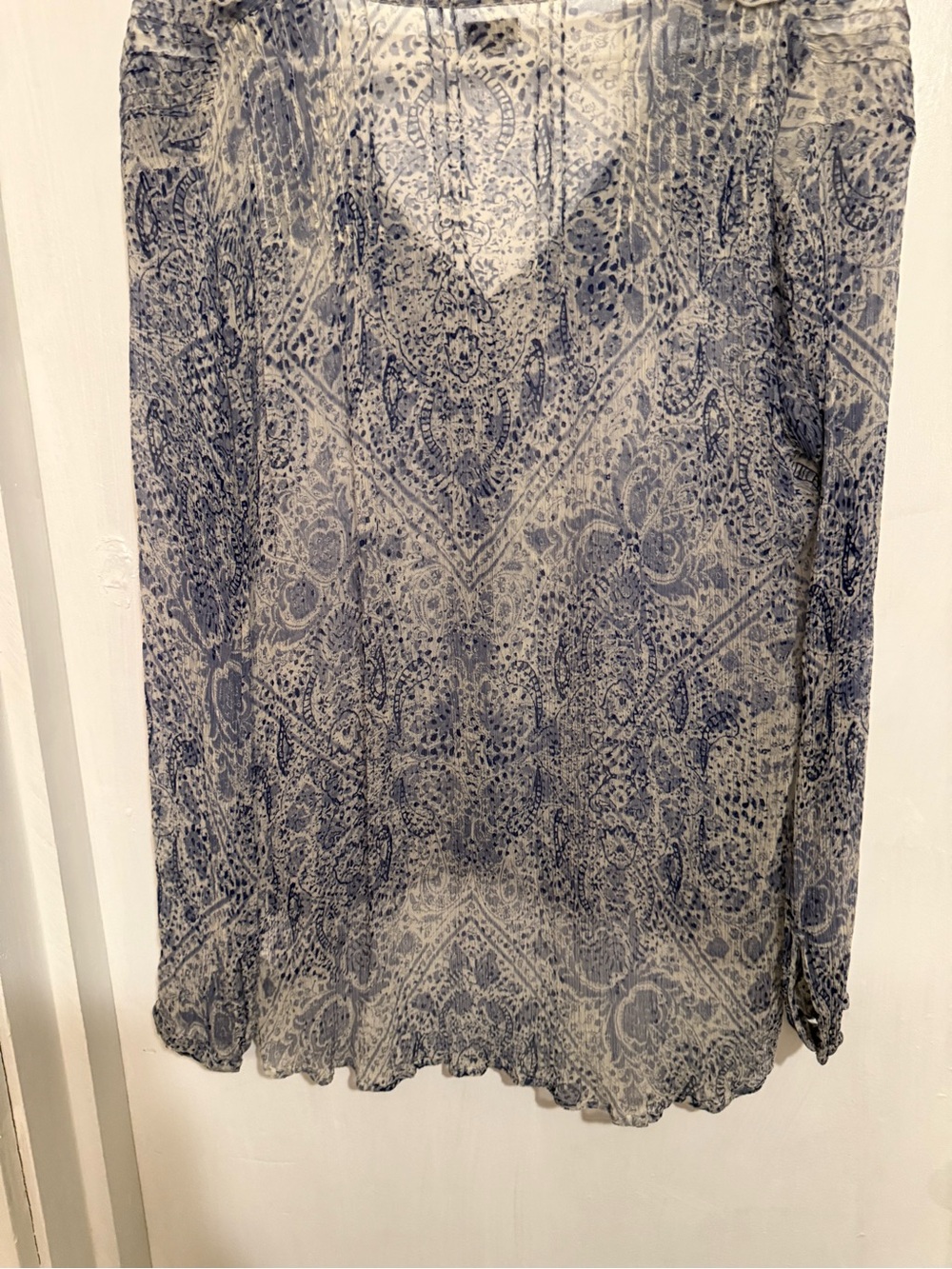 Ecote Blue Paisley Ruffle Button-Front Blouse - Picture 7 of 11